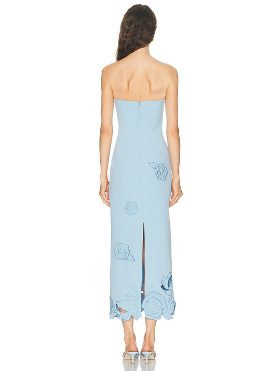 LEO LIN Rayna Applique Bustier Maxi Dress in Pastel Blue | FWRD