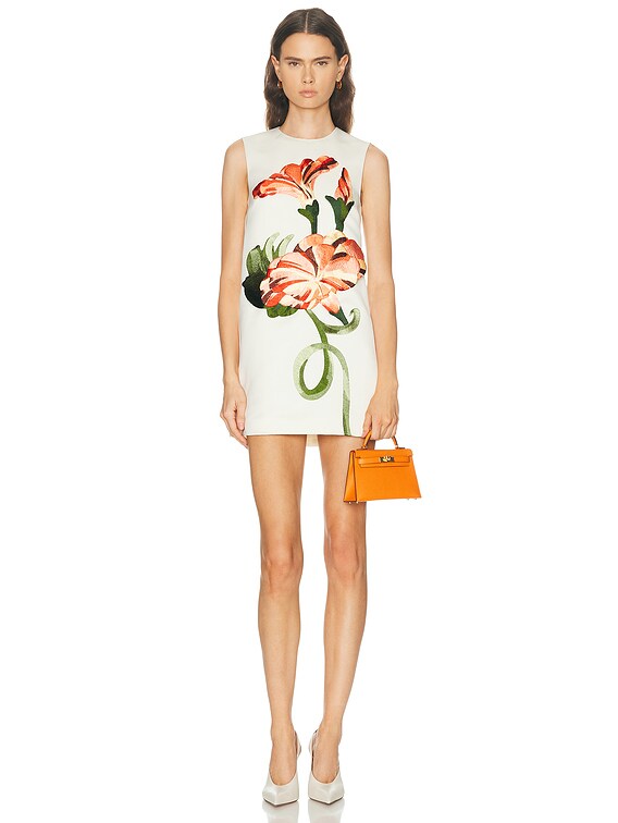 LEO LIN Yvonne Applique Floral Mini Dress in Vine Print in Vine Print in  Snow | FWRD