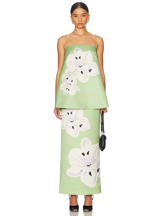LEO LIN Etienne Top in Hibiscus & Matcha | FWRD