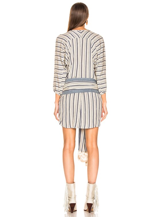 LAUREL & MULHOLLAND Blue Bayou Tunic Dress in Oatmeal & Navy Stripes | FWRD