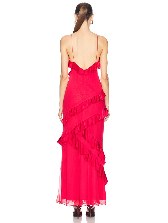 open lace back dress Love Shack Fancy Rialto Gown Sterling Dusk – shortandsweethire main image 1