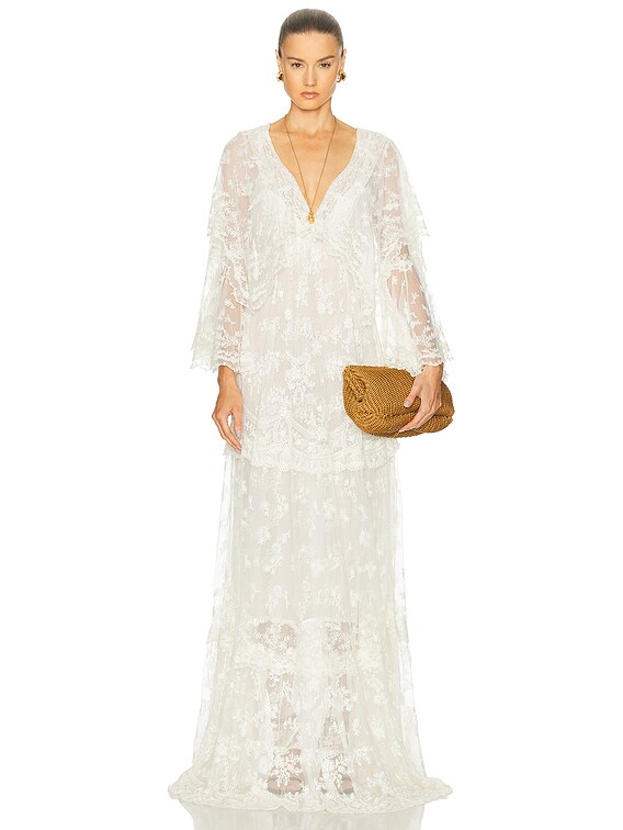 LoveShackFancy Roylan Dress in White - size XS