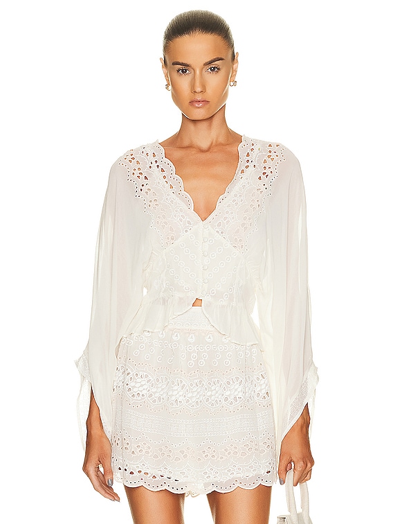☆NASTY FANCY CLUB☆ NF Slimline Back Open Tee WHITE F24QB35 LoveShackFancy Mars Top in Cream | FWRD