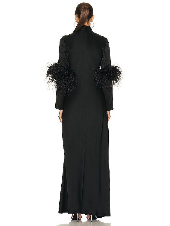 Lapointe Ostrich Feather Slit Maxi Dress in Black | FWRD Lapointe Ostrich Feather Slit Maxi Dress in Black | FWRD