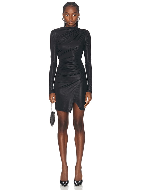 black jersey tunic dress DOUBLE LAYER T-SHIRT DRESS IN BLACK main image 0