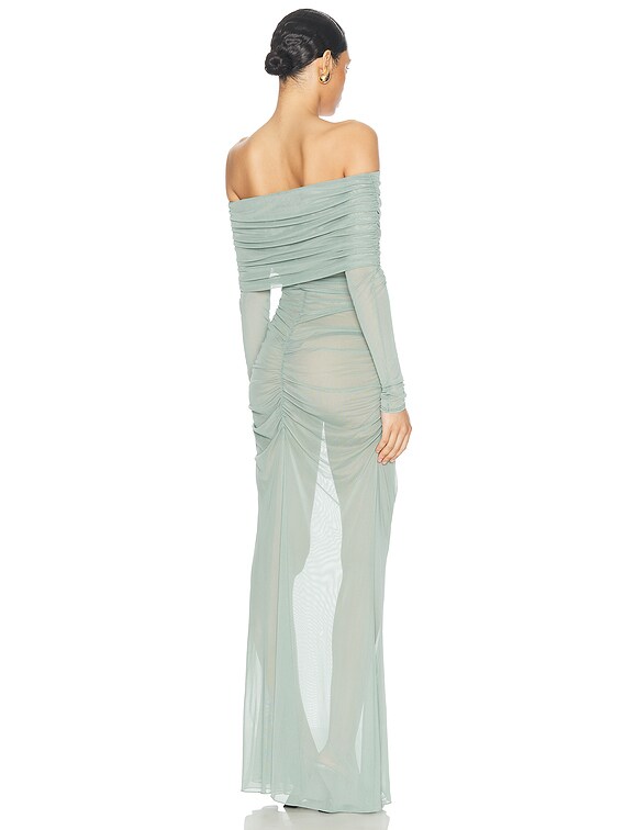 Lapointe Mesh Off The Shoulder Gown in Cyan | FWRD