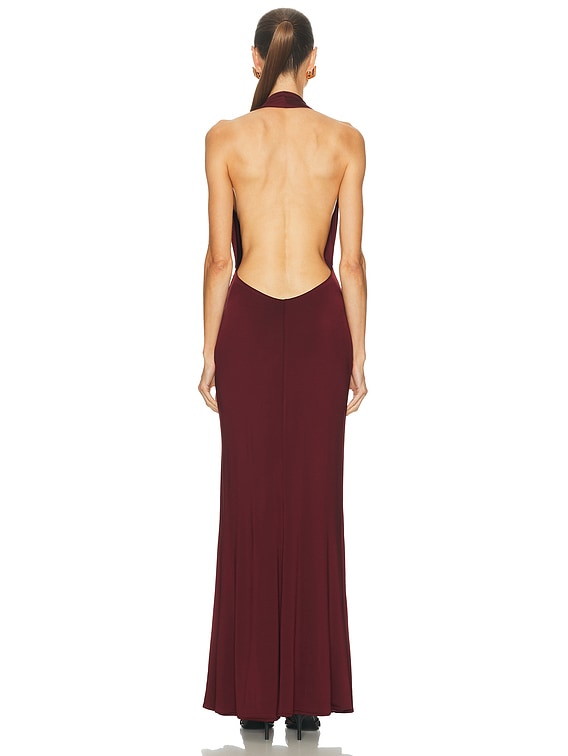 Lightweight Jersey Deep Cowl Neck Gown