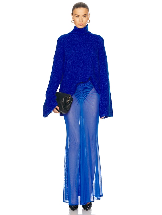 Lapointe Alpaca Silk Oversized Turtleneck Sweater in Electric Blue