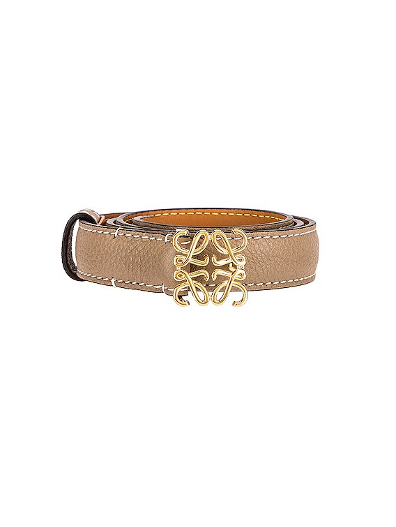 Loewe Anagram 2CM Belt in Sand & Gold | FWRD