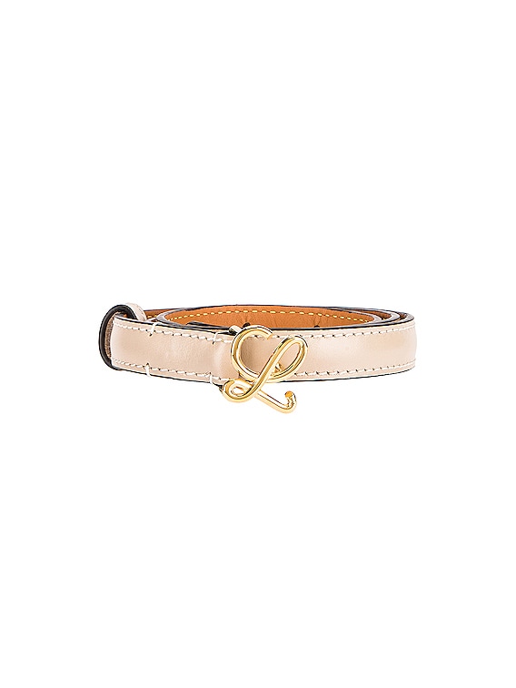 Loewe L Buckle Belt in Light Oat & Gold | FWRD