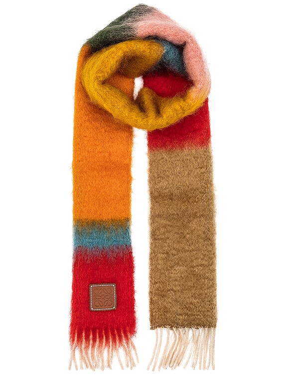 Loewe Striped Mohair Scarf in Pink & Orange | FWRD