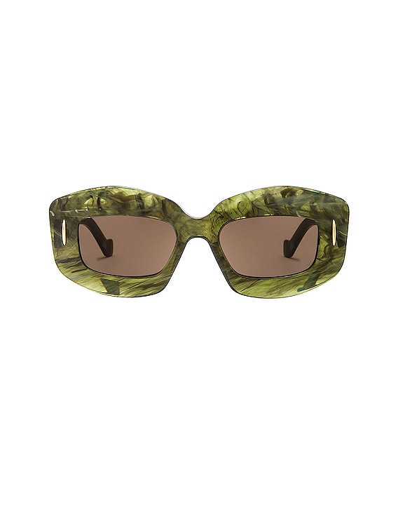 Loewe Rectangle Sunglasses in Shiny Green Marble