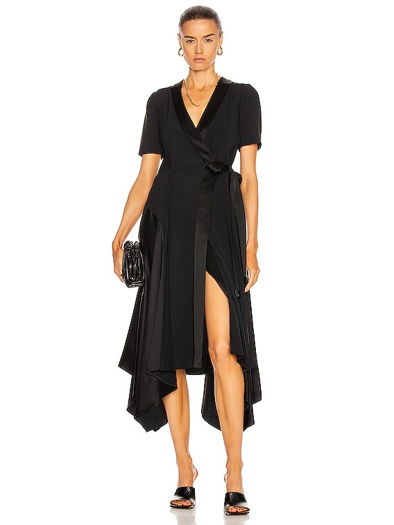 peacocks women's asymmetrical drape midi dress product info and reviews Amilia Wrap Dress in Black main image 0