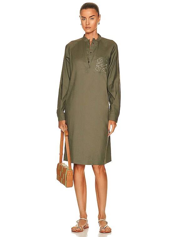 【LOEWE】ANAGRAM TUNIC DRESS Loewe Anagram Tunic Dress in Lichen | FWRD
