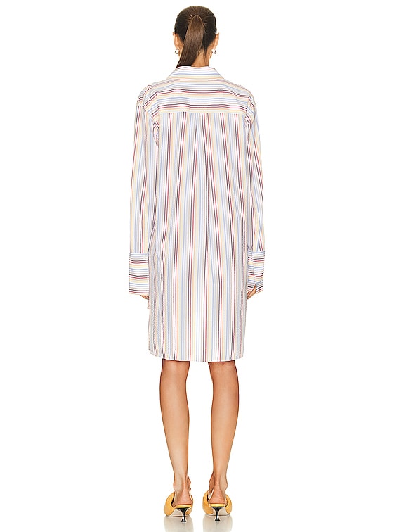 視線を集めて◇ストライプ Shirt Dress◇LOEWE Loewe Stripe Shirt Dress in Yellow, Blue, & Orange | FWRD
