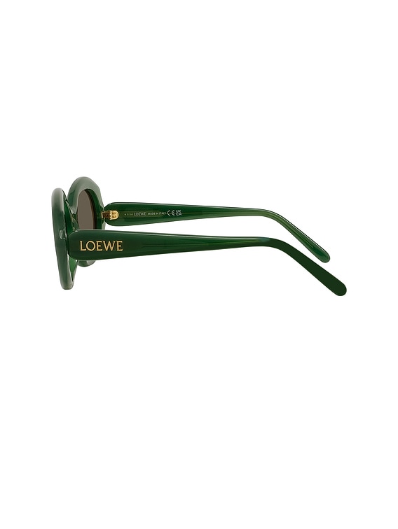 Loewe Oval Sunglasses in Shiny Dark Green & Brown | FWRD