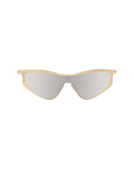 Loewe Metal Mask Sunglasses in Shiny Endura Gold & Smoke