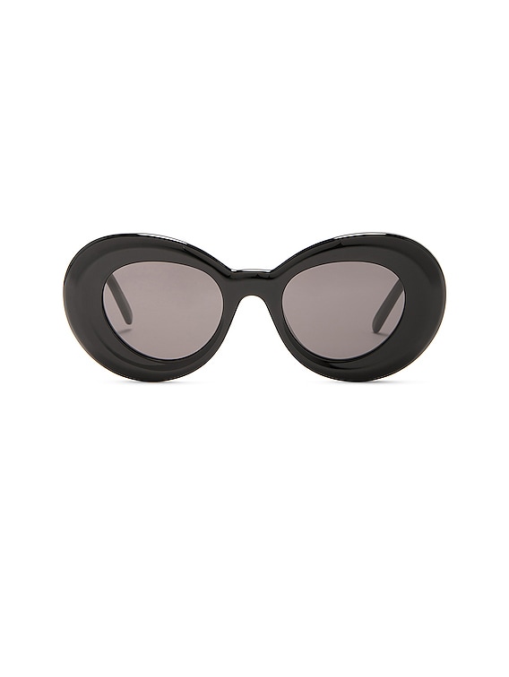 VIP【送料関税込】LOEWE Black Horn Sunglasses Loewe Curvy Sunglasses in Shiny Black & Smoke | FWRD