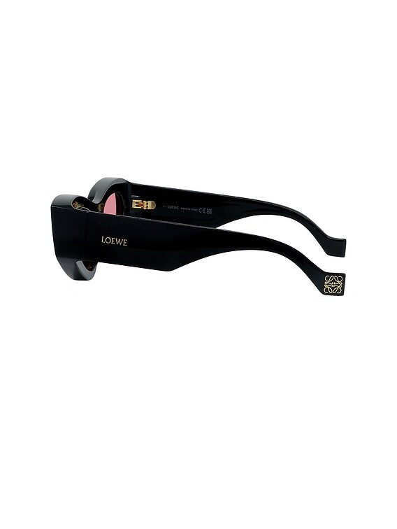 Loewe Oval Sunglasses in Shiny Black & Blue | FWRD display picture 1
