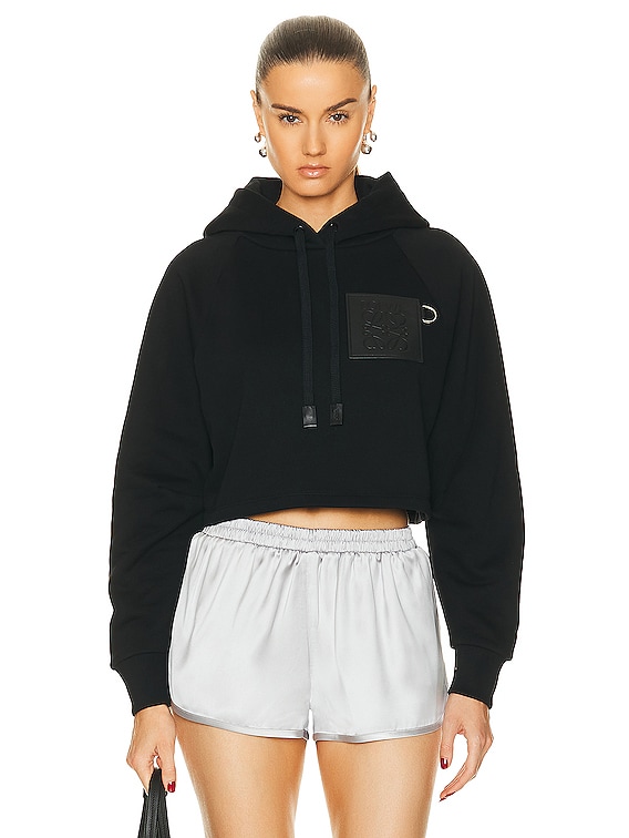 Loewe Cropped Hoodie in Black | FWRD