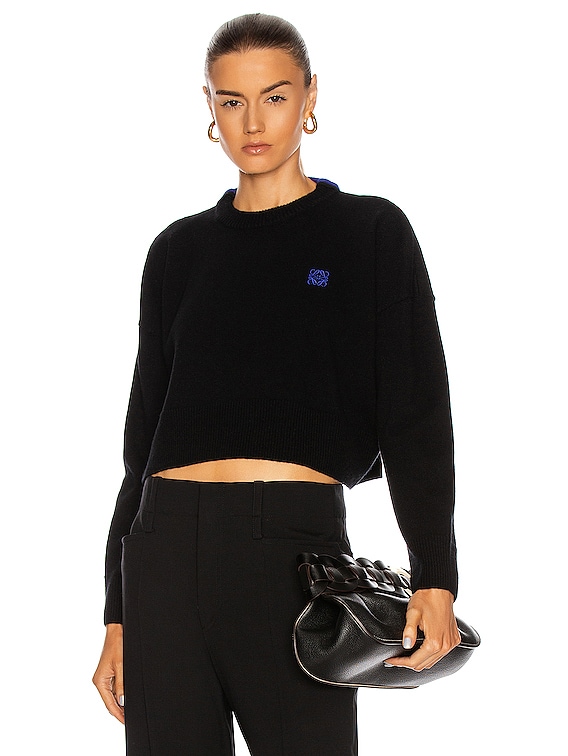 Loewe Anagram Cropped Sweater in Black | FWRD