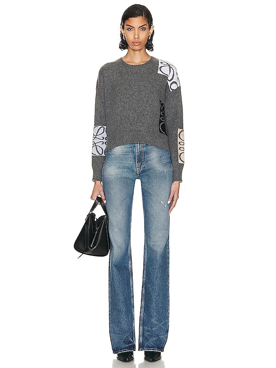 Loewe Anagram Intarsia Sweater in Grey & Multi | FWRD