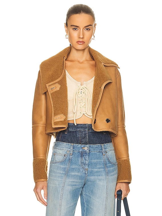 Crop hot sale shearling jacket