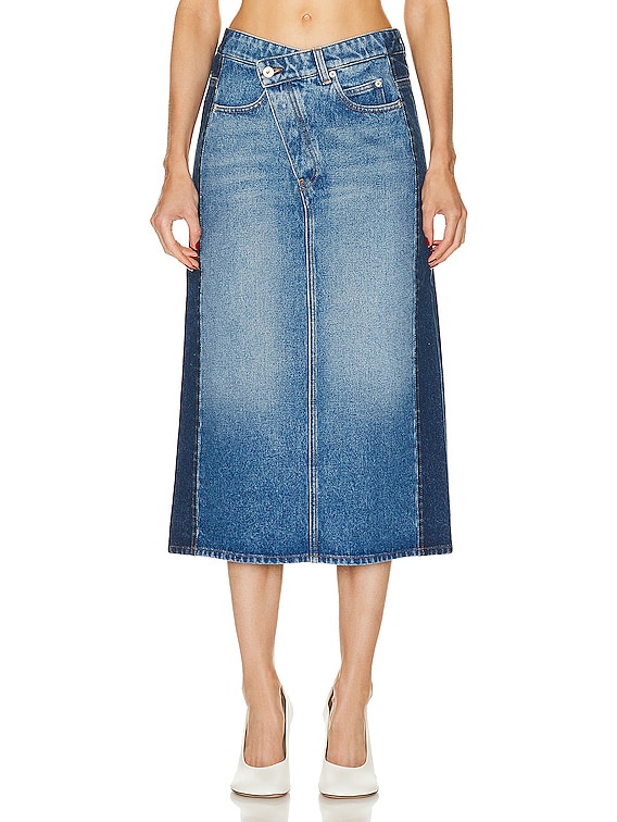 Loewe Trompe L'oeil Midi Skirt in Denim Blue | FWRD