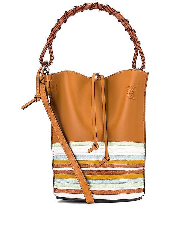 Loewe Gate Bucket Handle Marine Bag in Honey & Multicolor | FWRD