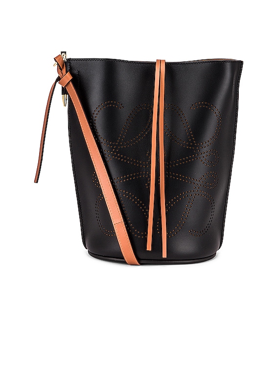 Loewe Gate Bucket Anagram Bag in Black & Tan