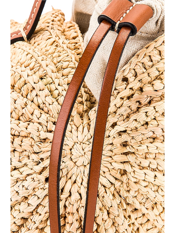 Loewe + Paula's Ibiza Leather-trimmed Woven Raffia And Hemp Bucket