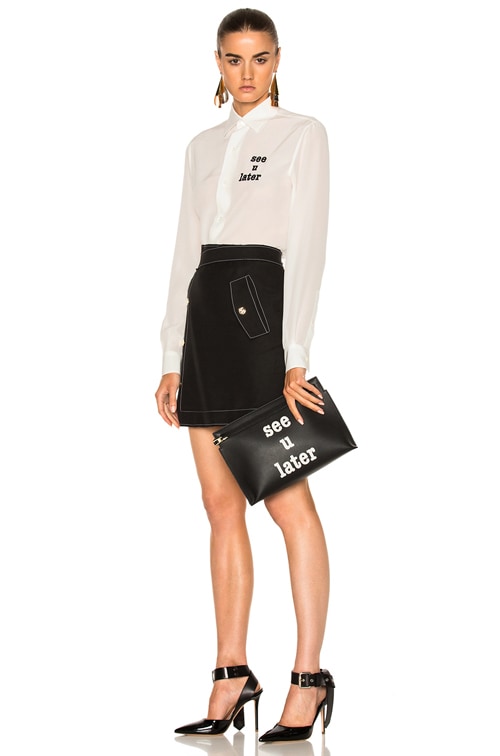 Loewe See U Later T Pouch in Black & White | FWRD