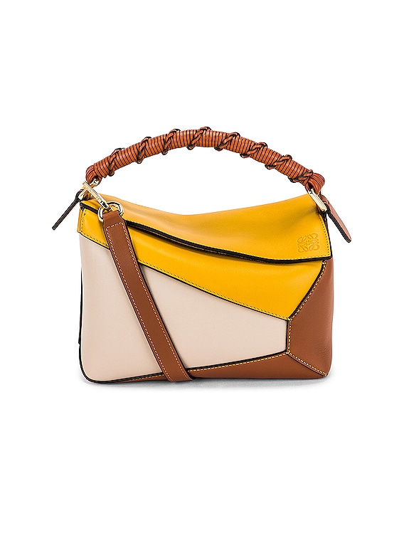 Loewe Puzzle Edge Small Bag in Mustard & Light Oat | FWRD