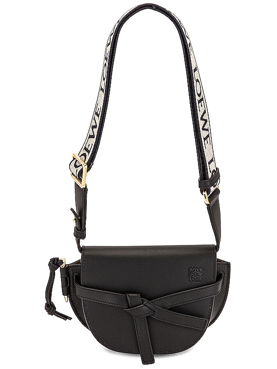 Gate Dual Mini Leather Shoulder Bag in Black - Loewe