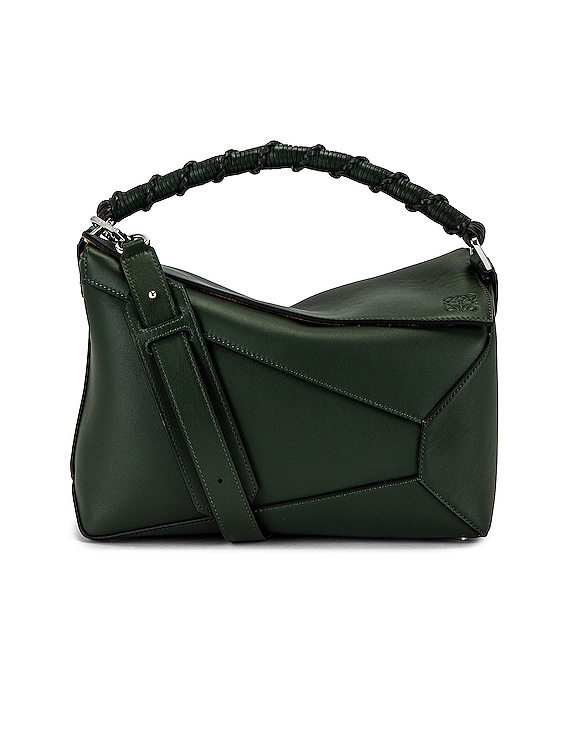 Puzzle Edge Leather Shoulder Bag in Black - Loewe