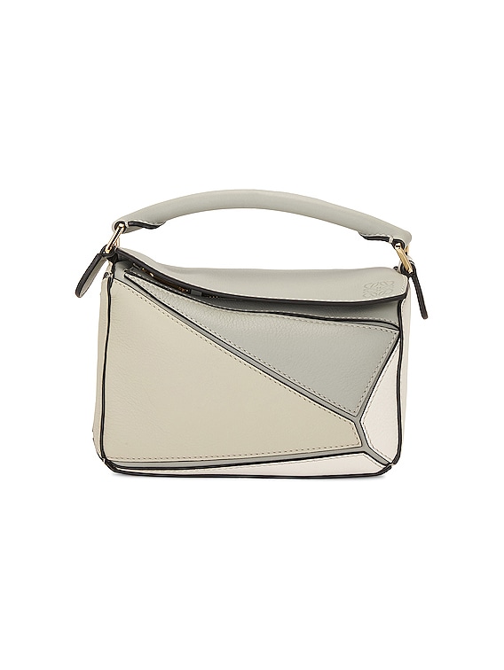 LOEWE Puzzle Bag in Classic Calfskin Small Ash Grey/Marble Green