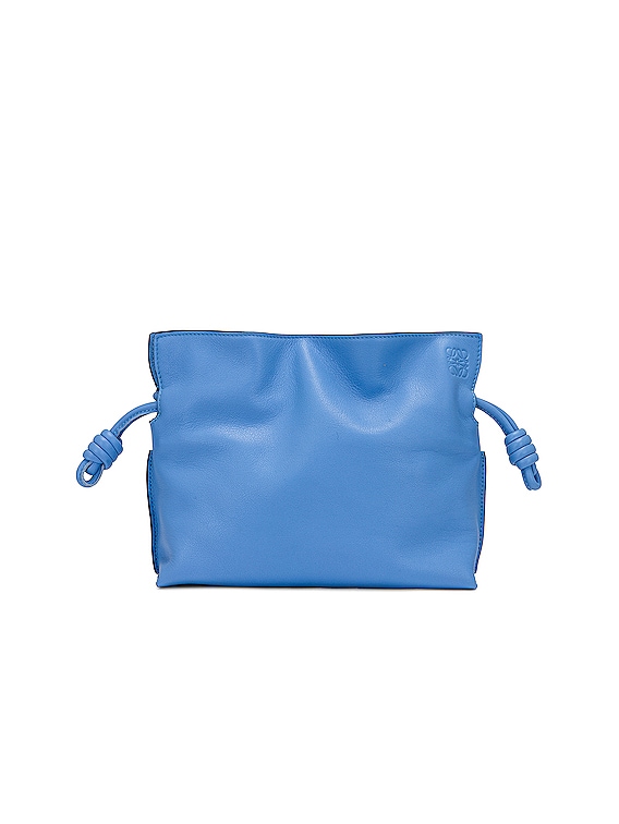 LOEWE Goya celestine blue long leather clutch bag with chain strap