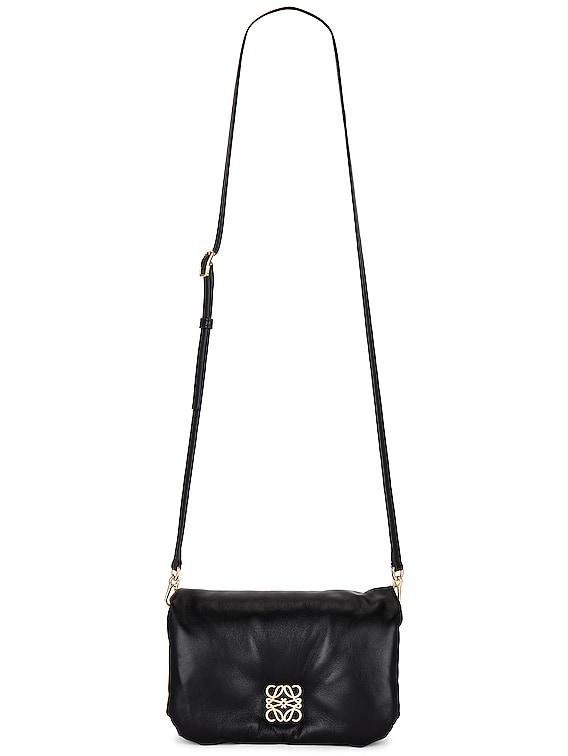 Goya Puffer Mini Leather Shoulder Bag in Black - Loewe