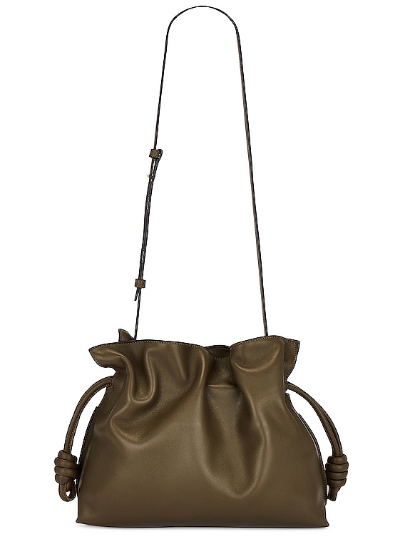 Loewe Flamenco Clutch Bag in Dark Khaki Green | FWRD