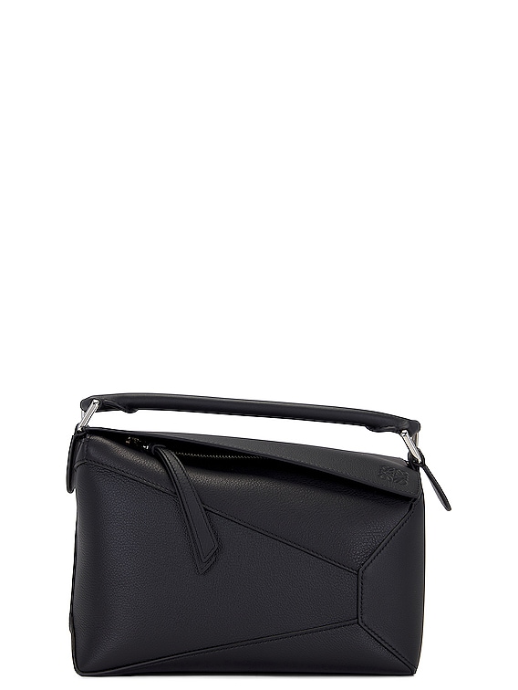 Puzzle Edge Leather Shoulder Bag in Black - Loewe