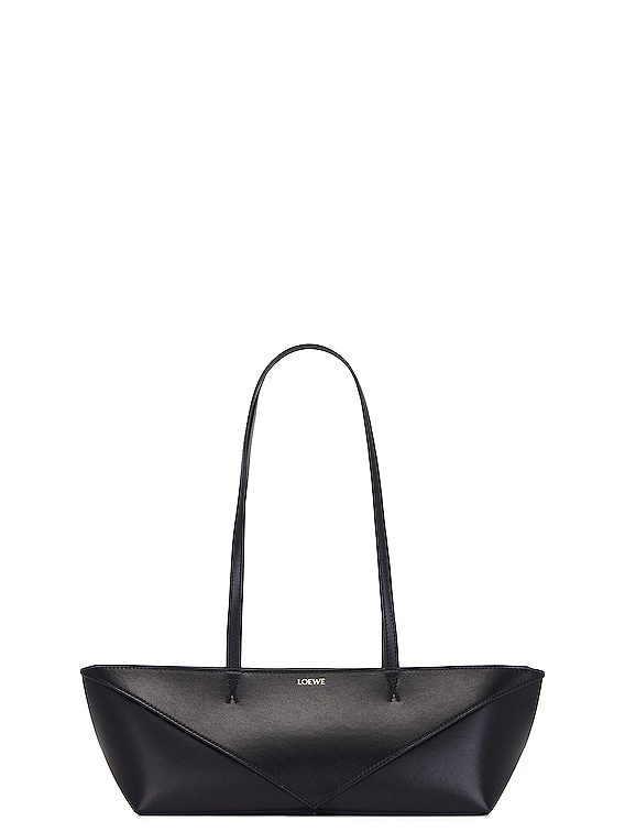 Loewe Puzzle Fold Large Leather Tote Bag in Black