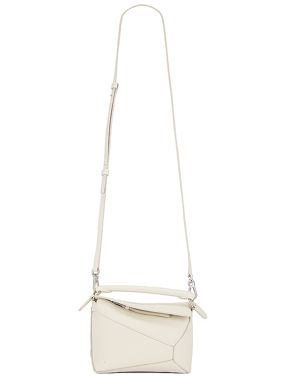 【LOEWE】Puzzle Mini Edge Handbag White Mini Puzzle Edge bag in soft grained calfskin White - LOEWE
