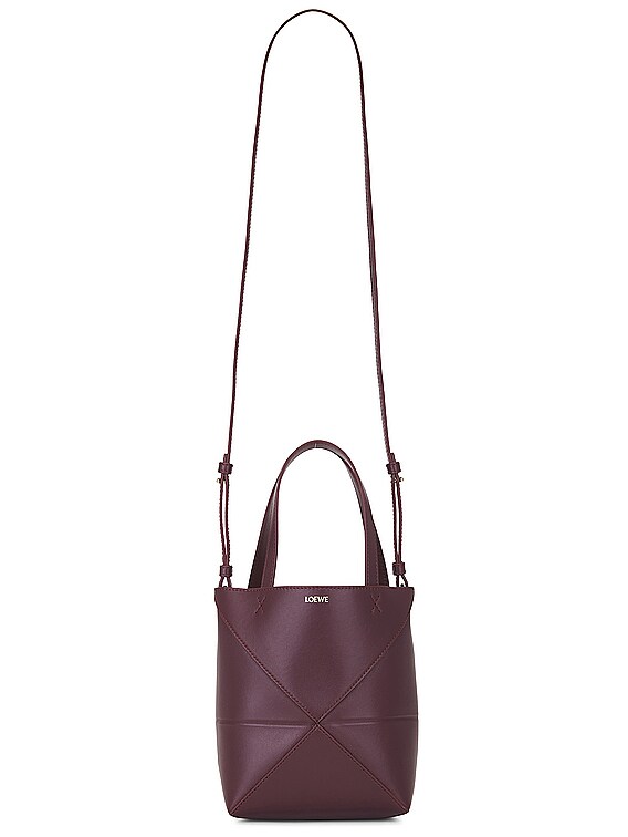 Loewe Puzzle Fold Mini Tote Bag in Dark Burgundy | FWRD