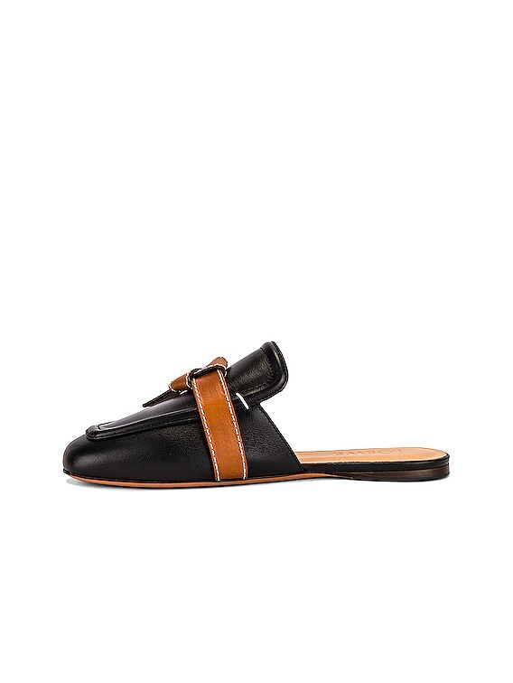Loewe Gate Flat Mule in Black & Tan | FWRD