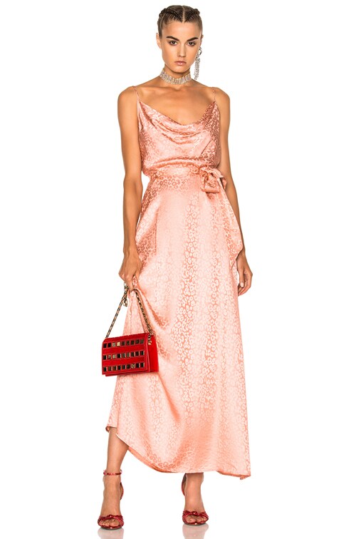 lpa pink dress LPA Carla Midi Dress in Black And Pink