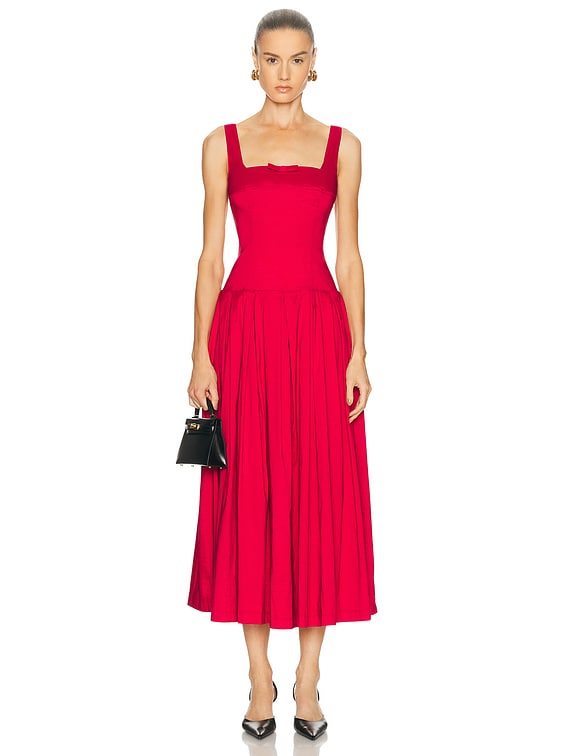 LPA Audrey Midi Dress in Dark Red | FWRD LPA Audrey Midi Dress in Dark Red | FWRD