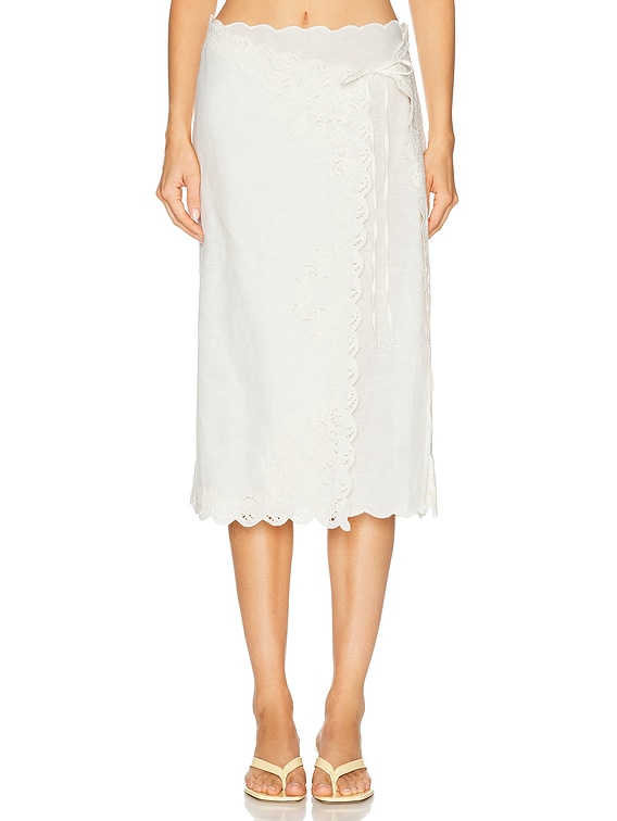 LPA Ophelia Midi Skirt in Ivory | FWRD