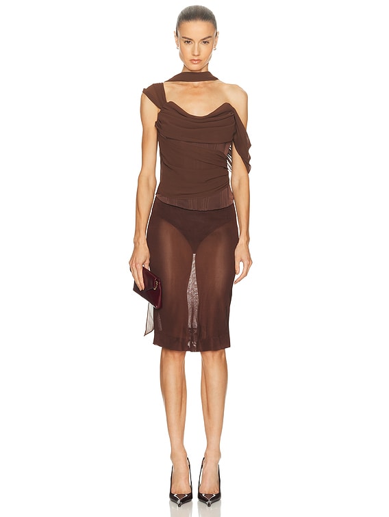 LPA Adara Corset Top in Brown | FWRD