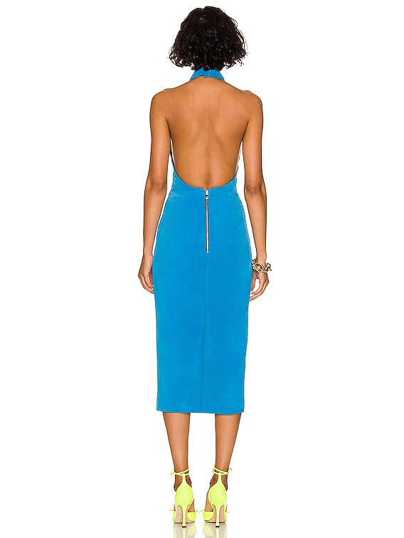 halter neck dress styling Teal Halter V Neck Scrunch Butt Dress Small main image 1