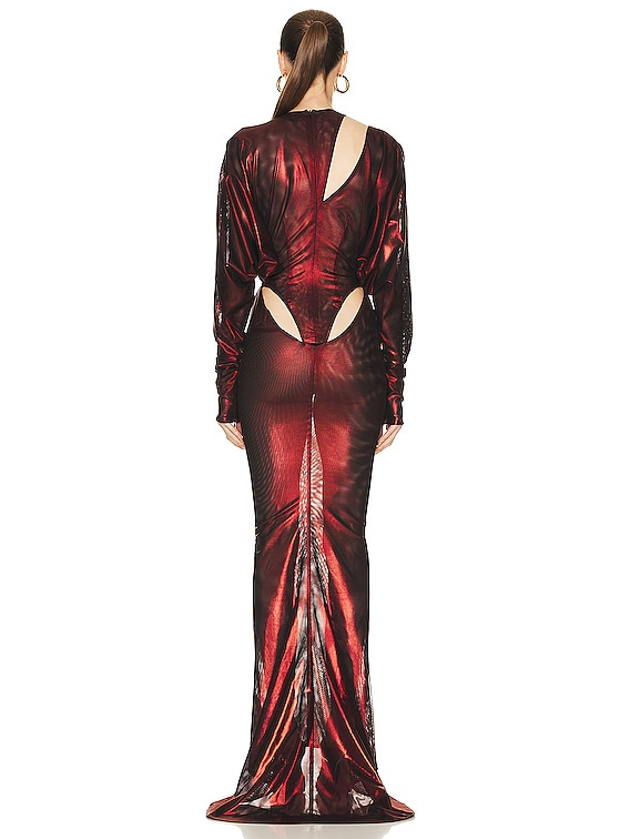 LaQuan Smith Hip Cut Out Gown in Oxblood | FWRD